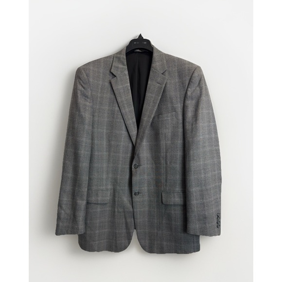 Jos. A. Bank Other - Jos A Bank Travelers Sport Coat Mens 44L Tailored Fit Grey‎ Plaid Wool Blazer
